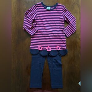 Florence Eiseman Navy and Pink Striped knit Top & Leggings